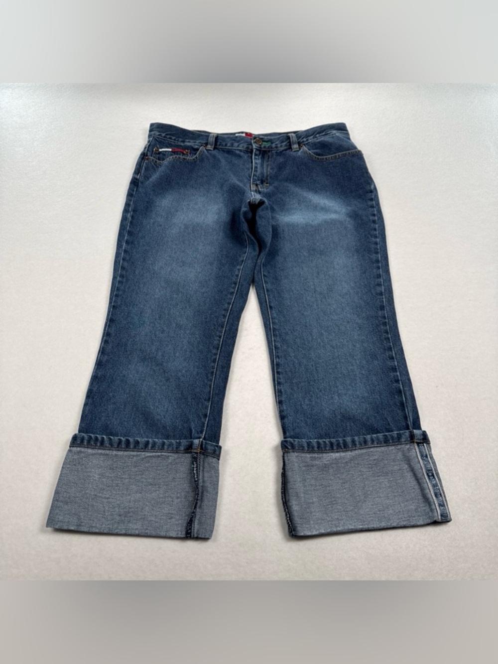 Vintage Tommy Hilfiger Y2K Tommy Girl Jeans Womens 11 Cropped Cuffed 100 Cotton - Picture 3 of 9
